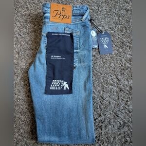NWT PRPS Le Sabre Slim Straight Light Indigo Cotton 33" Jeans Sz 29